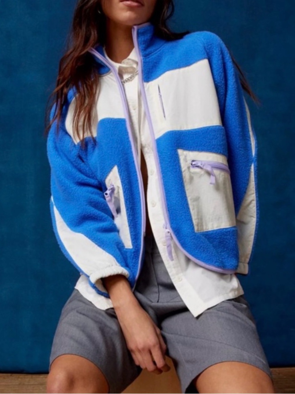 BDG Hit the Slopes Fleece Zip-Up Jacket; Medium